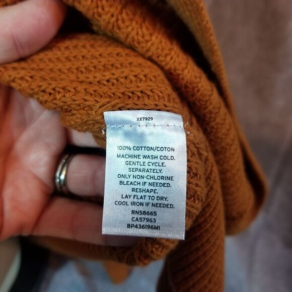 BP Pumpkin Orange Open Stitch Cardigan Size Small - Picture 4 of 5